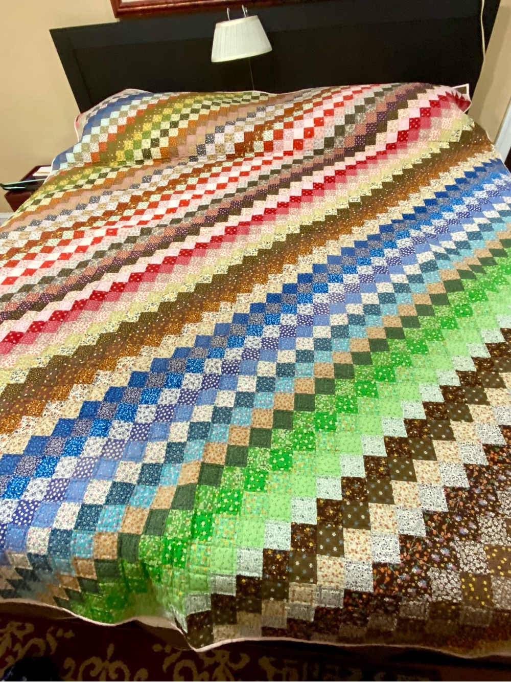 Handmade Multicolor Patchwork Quilt - sunshine and shadows ditsy floral